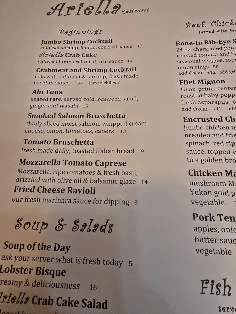 Ariella Restaurant Bistro & Bar Menu image 3