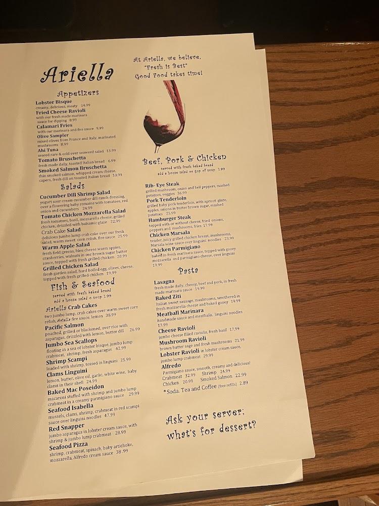 Ariella Restaurant Bistro & Bar Menu image 4